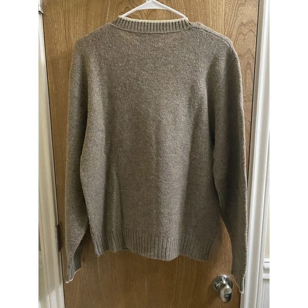 Vintage Country Squire By Jantzen Light Brown Wool Sweater Blue Argyle Print M